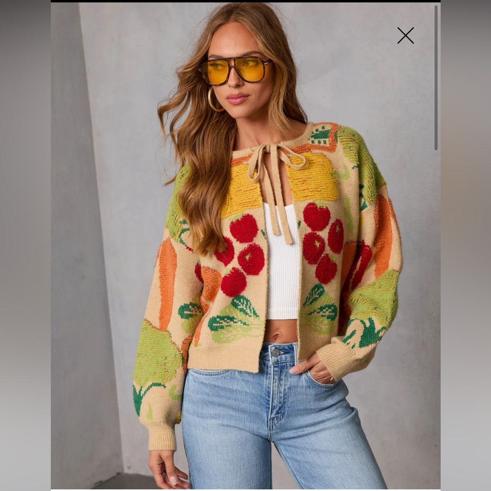 Vici Multicolor Fruit Pattern Cardigan - image 1
